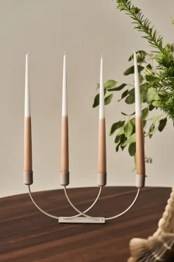 Scandi Essentials Affinity two-toned long candles 4 pack 32 cm, White-sand Red Best