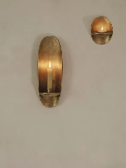 Ferm Living Agapé tealight holder wall, Brass finish Gold-coloured New