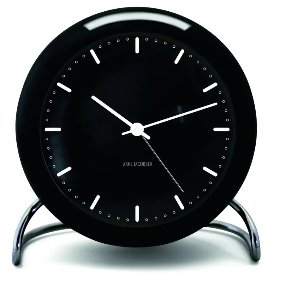Arne Jacobsen Clocks AJ City Hall table clock, Black
