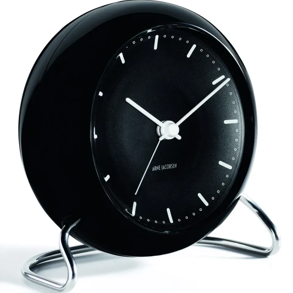Arne Jacobsen Clocks AJ City Hall table clock, Black