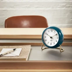 Arne Jacobsen Clocks AJ Station table clock petrol blue, petrol blue BlueWhite Online