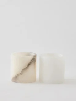 Tell Me More Alabaster candle holder, White-beige, XS 7.5 cm WhiteBeige Hot