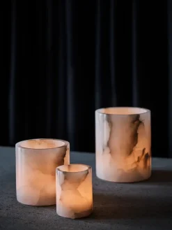 Tell Me More Alabaster candle holder, White-beige, XS 7.5 cm WhiteBeige Hot