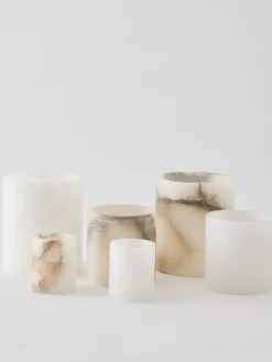 Tell Me More Alabaster candle holder, White-beige, S 10 cm WhiteBeige Discount