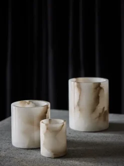 Tell Me More Alabaster candle holder, White-beige, S 10 cm WhiteBeige Discount