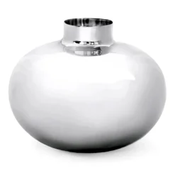 Hilke Collection Amico vase Ø29 cm, Nickel-plated brass Silver-coloured Discount