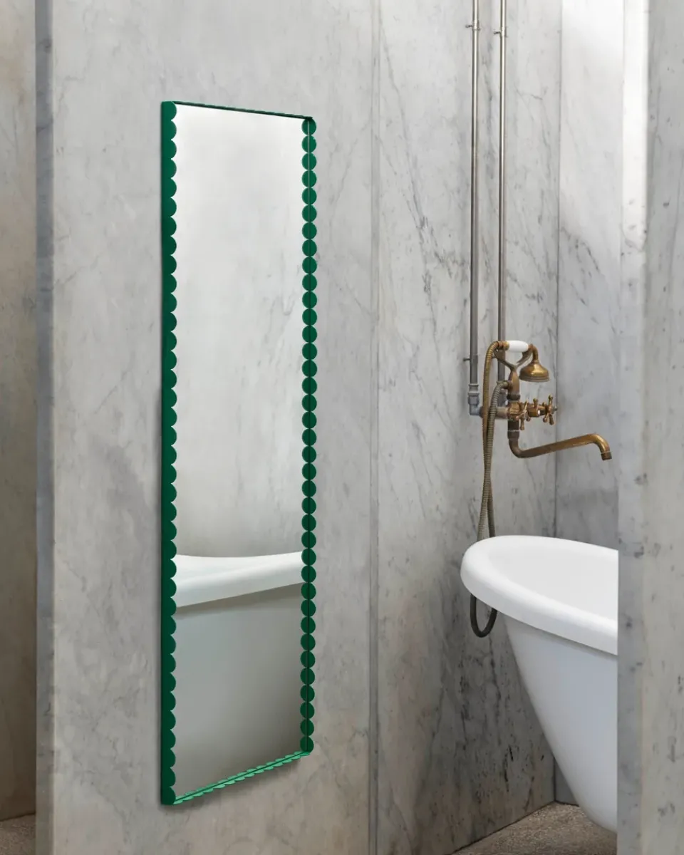 HAY Arcs Mirror Rectangle M mirror 50x133.5 cm, Green Hot