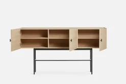 Woud Array side table, 180 cm, White pigmented oak BeigeBlack New