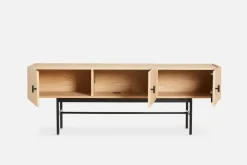 Woud Array side table, low, 150 cm, White pigmented oak BeigeBlack New