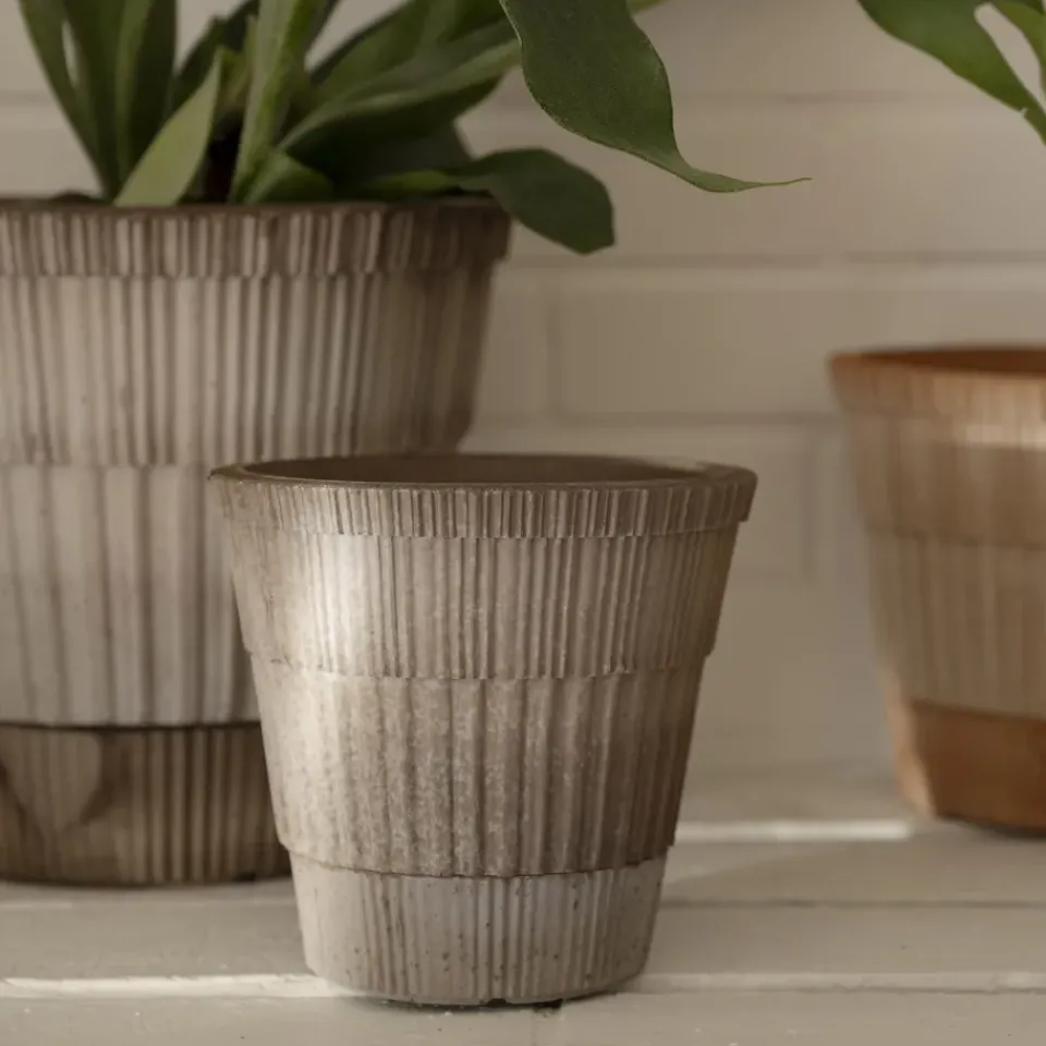 Bergs Potter Atlas raw pot with saucer, , Ø16 cm Grey Online