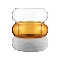 Muurla Bagel vase/lantern 12 cm, Amber YellowGrey Sale