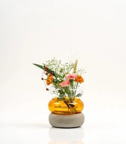 Muurla Bagel vase/lantern 12 cm, Amber YellowGrey Sale