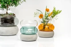 Muurla Bagel vase/lantern 12 cm, Amber YellowGrey Sale