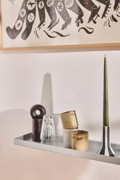 OYOY Bakku wall shelf large 16x80 cm, Aluminium Silver-coloured Clearance