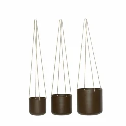 Hübsch Bloom hanging pots 3-pack, Brown Discount