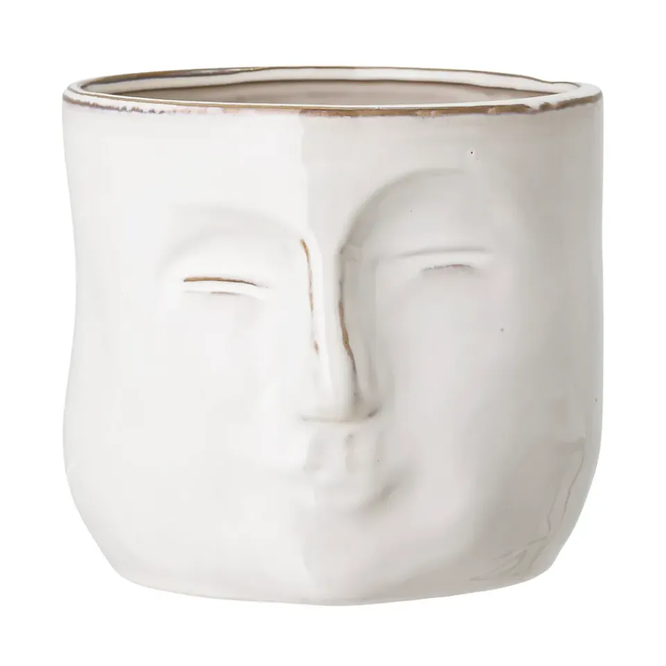 Bloomingville flower pot with face 16.5x18 cm, White Outlet