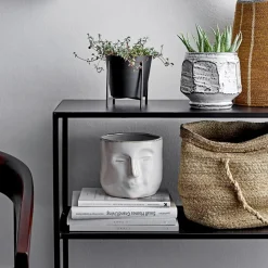 Bloomingville flower pot with face 16.5x18 cm, White Outlet