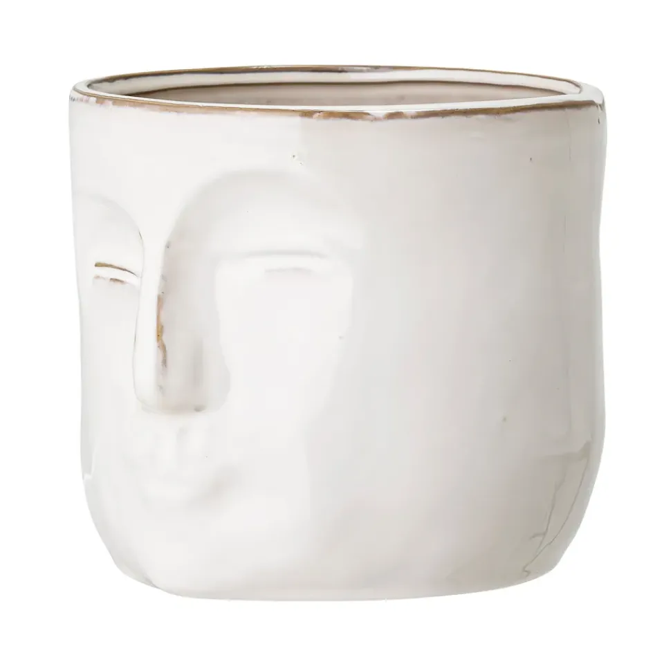 Bloomingville flower pot with face 16.5x18 cm, White Outlet