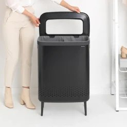 Brabantia Bo laundry basket high 2x45 L, matte Black Online