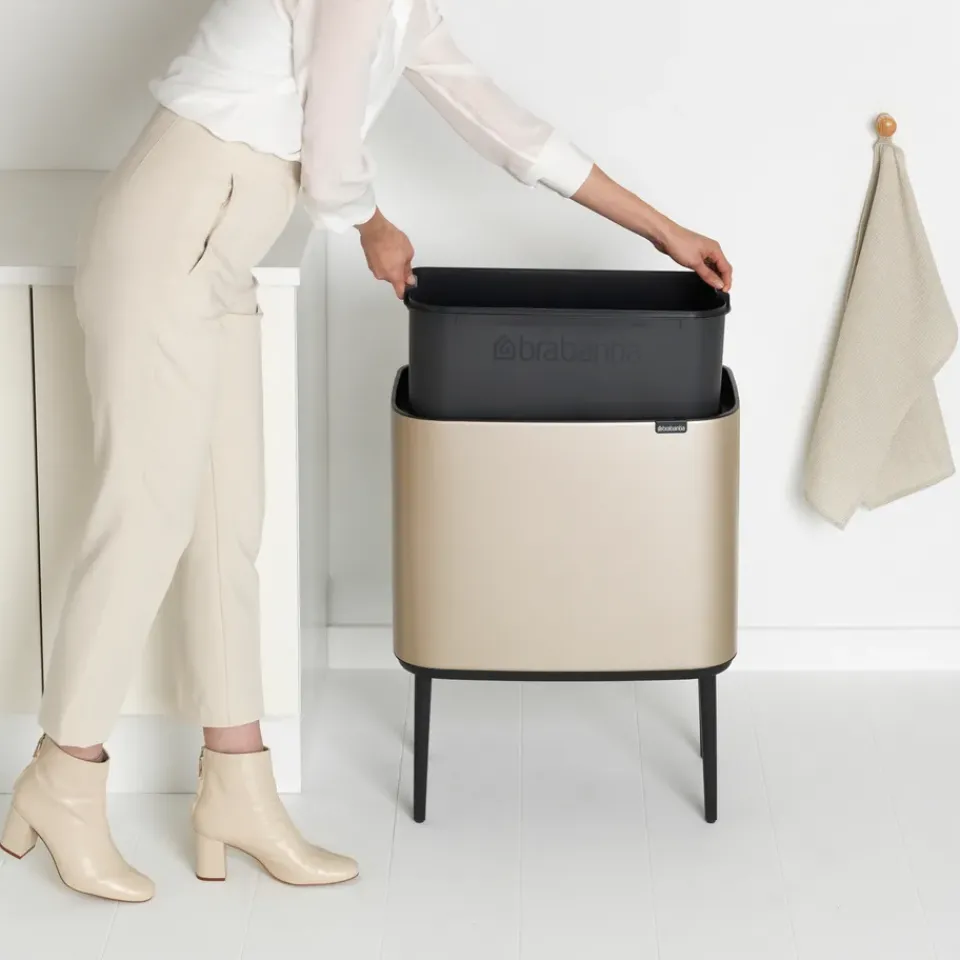 Brabantia Bo touch bin 36 litre, Metallic Gold BeigeBlack Discount