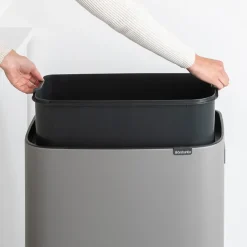 Brabantia Bo touch bin high 60 L, Mineral concrete Grey New
