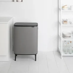 Brabantia Bo touch bin high 60 L, Mineral concrete Grey New