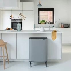 Brabantia Bo touch bin high 2x30 L, Mineral concrete Grey Outlet