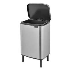 Brabantia Bo waste bin high 12 L, Brushed steel - matte Silver-coloured