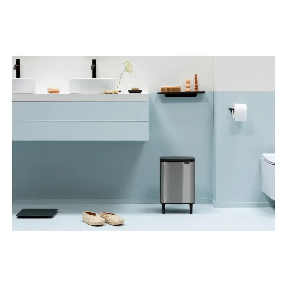 Brabantia Bo waste bin high 12 L, Brushed steel - matte Silver-coloured
