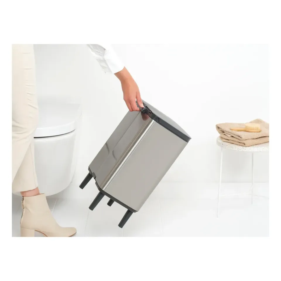 Brabantia Bo waste bin high 12 L, Brushed steel - matte Silver-coloured