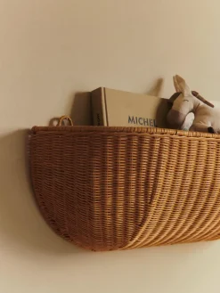 Ferm Living Braided wall pocket wall basket 25x75 cm, Natural Brown Outlet