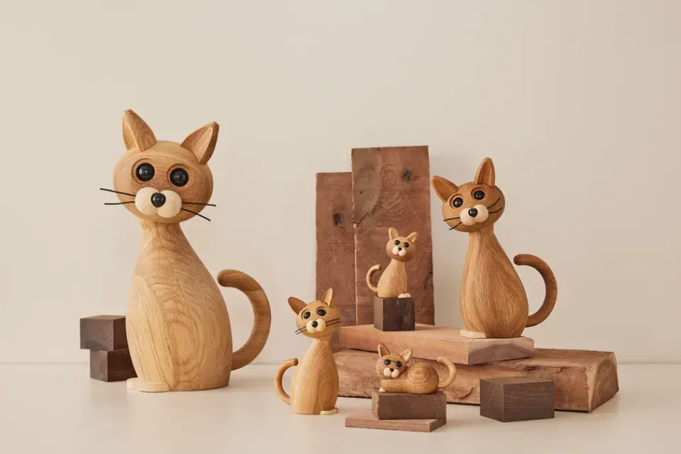 Spring Copenhagen Brave Cat decoration 24 cm Oak, Oak Beige Online