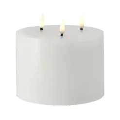 Scandi Essentials Bright Melt block candle LED 3 wicks 13 cm, White