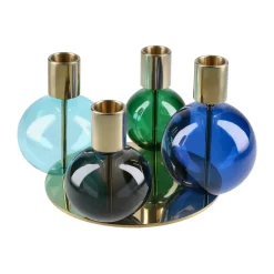 Holmegaard Bubble 4-arm candlestick Ø17.5x12 cm, Blue-green-smoke BlueGreenGrey Hot