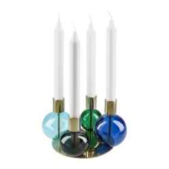 Holmegaard Bubble 4-arm candlestick Ø17.5x12 cm, Blue-green-smoke BlueGreenGrey Hot