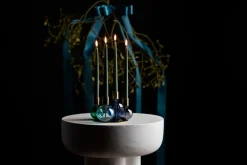 Holmegaard Bubble 4-arm candlestick Ø17.5x12 cm, Blue-green-smoke BlueGreenGrey Hot