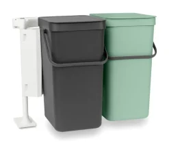 Brabantia Built-in System Sort & Go 2x16L, Dark gray & jade green Multi Discount