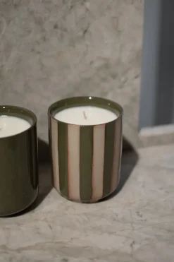 DBKD Burn scented candle 60 h, Stripe green GreenBeige New