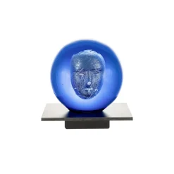 Kosta Boda BV Headman glass sculpture, Blue Hot