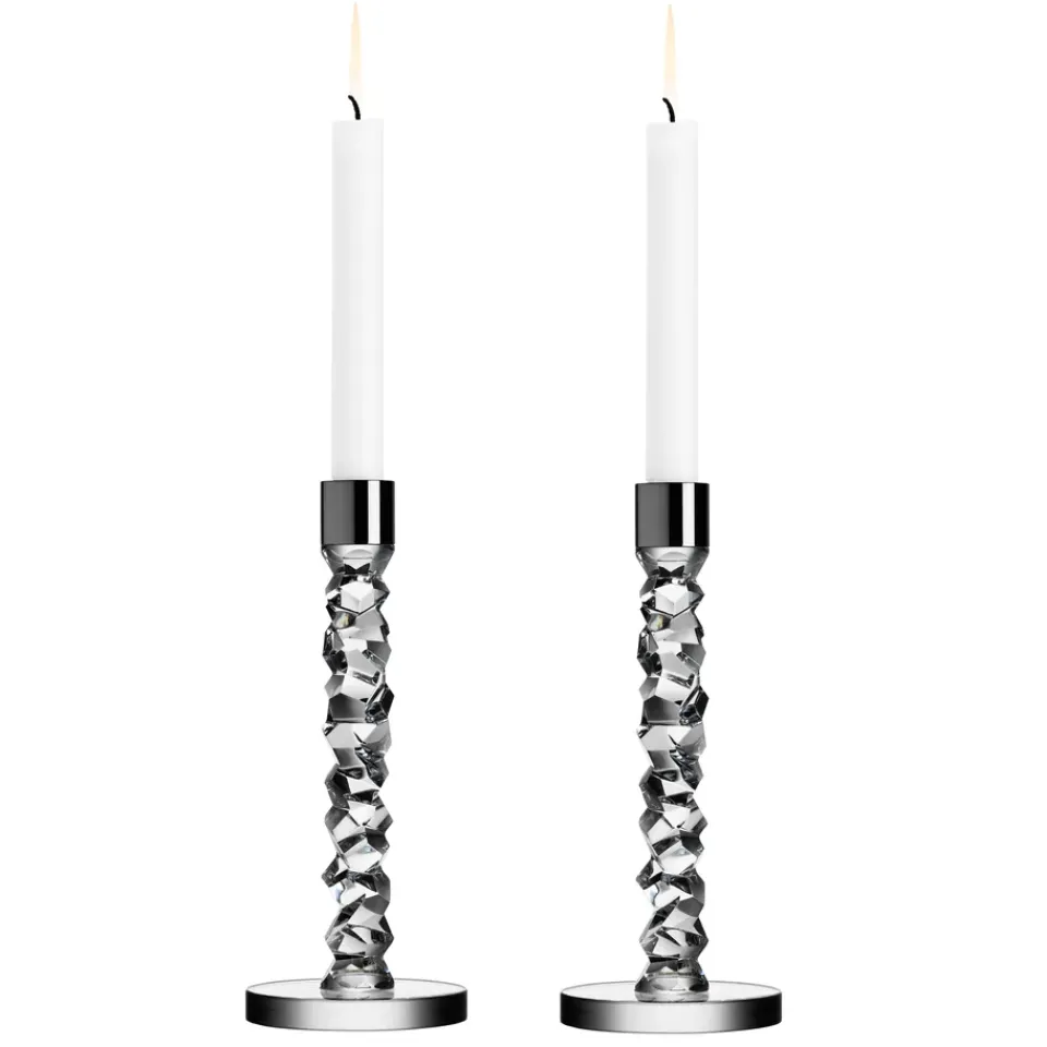 Orrefors Carat candleholder 2-pack, 2-pack TransparentSilver-coloured Sale
