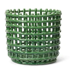 Ferm Living Ceramic braided basket Ø23.5 cm, Emerald Green Online