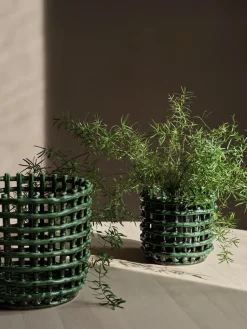 Ferm Living Ceramic braided basket Ø23.5 cm, Emerald Green Online