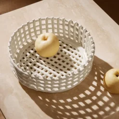 Ferm Living Ceramic braided bowl, off- White