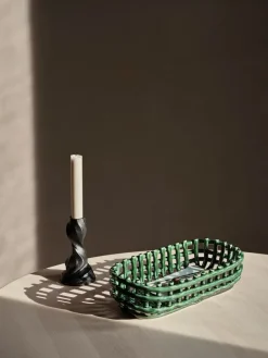 Ferm Living Ceramic plated basket oval 15x30 cm, Emerald Green Beige Hot