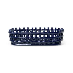 Ferm Living Ceramic plated basket oval 15x30 cm, Blue Hot