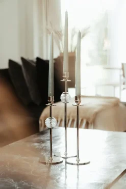 Hilke Collection Chiaro Di Luna candle sticks 30 cm, Nickel-plated brass Silver-coloured Outlet