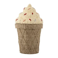 Bloomingville Cillie storage basket with lid Ø40 cm, Nature ice cream BrownBeige Online