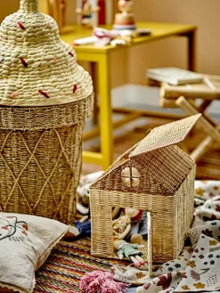 Bloomingville Cillie storage basket with lid Ø40 cm, Nature ice cream BrownBeige Online