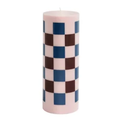 HAY Column Candle block candle large 25 cm, Pink-bordeaux-dark blue check PinkRedBlack Sale