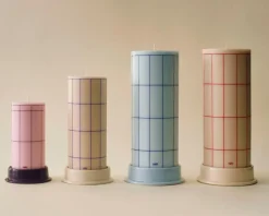 HAY Column Candle block candle large 25 cm, Light blue-blue grid check Multi Discount
